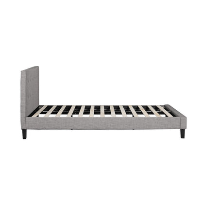 Bed Frame King Single Wooden Fabric Grey