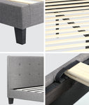 Bed Frame King Single Wooden Fabric Grey