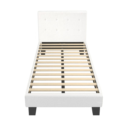 Bed Frame King Single White Boucle