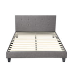 Bed Frame Queen Size Wooden Fabric Grey