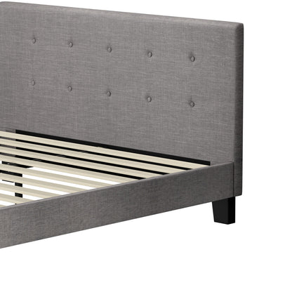 Bed Frame Queen Size Wooden Fabric Grey