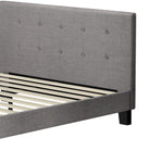 Bed Frame Queen Size Wooden Fabric Grey