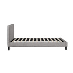 Bed Frame Queen Size Wooden Fabric Grey