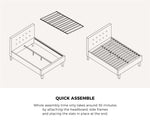 Bed Frame Queen Size Wooden Fabric Grey