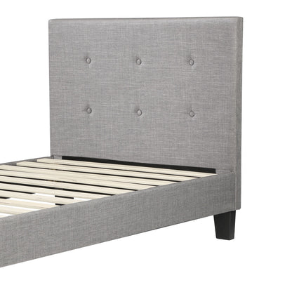 Bed Frame Single Size Wooden Fabric Grey