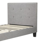 Bed Frame Single Size Wooden Fabric Grey