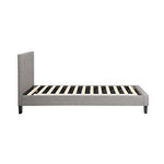 Bed Frame Single Size Wooden Fabric Grey