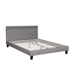 Modern Wooden Grey Fabric Bed Frame with RGB LED and Double Size Mattress Base