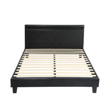 Bed Frame RGB LED Queen Size Mattress Base Platform Wood Slat Leather