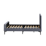 Bed Frame Beds Platform Velvet Fabric Grey/Beige