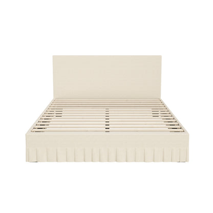 Queen Bed Frame Upholstered Headboard Beige | HomeAndLiving - 4