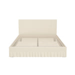 Queen Bed Frame Upholstered Headboard Beige | HomeAndLiving