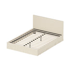 Queen Bed Frame Upholstered Headboard Beige | HomeAndLiving