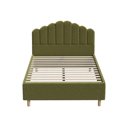 Queen Bed Frame Boucle Green Headboard | HomeAndLiving - 5