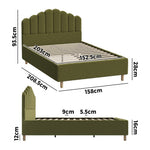 Queen Bed Frame Boucle Green Headboard | HomeAndLiving