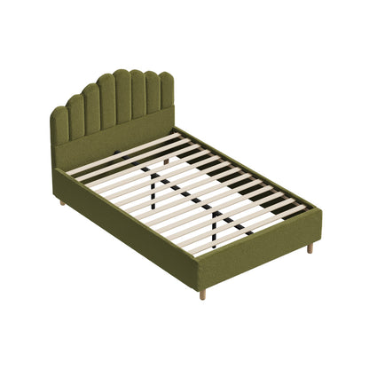 Queen Bed Frame Boucle Green Headboard | HomeAndLiving - 9