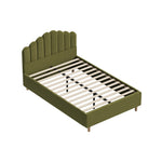 Queen Bed Frame Boucle Green Headboard | HomeAndLiving