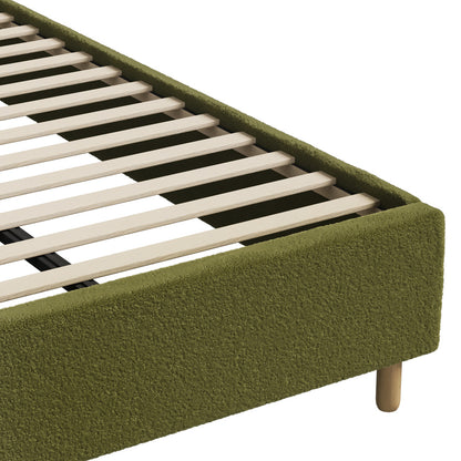 Queen Bed Frame Boucle Green Headboard | HomeAndLiving - 7
