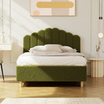 Queen Bed Frame Boucle Green Headboard | HomeAndLiving