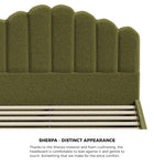 Queen Bed Frame Boucle Green Headboard | HomeAndLiving