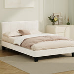 Bed Frame Double/Queen/Single/King Size Base White Boucle TOFU