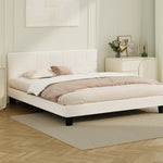 Bed Frame Double/Queen/Single/King Size Base White Boucle TOFU