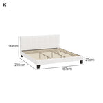 Bed Frame Double/Queen/Single/King Size Base White Boucle TOFU