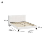 Bed Frame Double/Queen/Single/King Size Base White Boucle TOFU