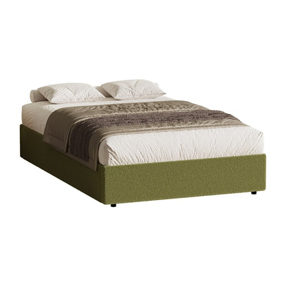 King Single Gas Lift Bed Boucle Green Storage | HomeAndLivin - 3