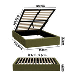 King Single Gas Lift Bed Boucle Green Storage | HomeAndLivin
