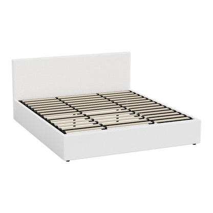 King Size Gas Lift Bed Boucle LED Storage | HomeAndLiving - 2