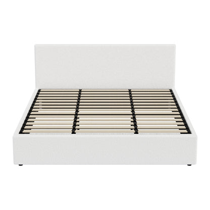 King Size Gas Lift Bed Boucle LED Storage | HomeAndLiving - 6