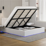 King Size Gas Lift Bed Boucle LED Storage | HomeAndLiving
