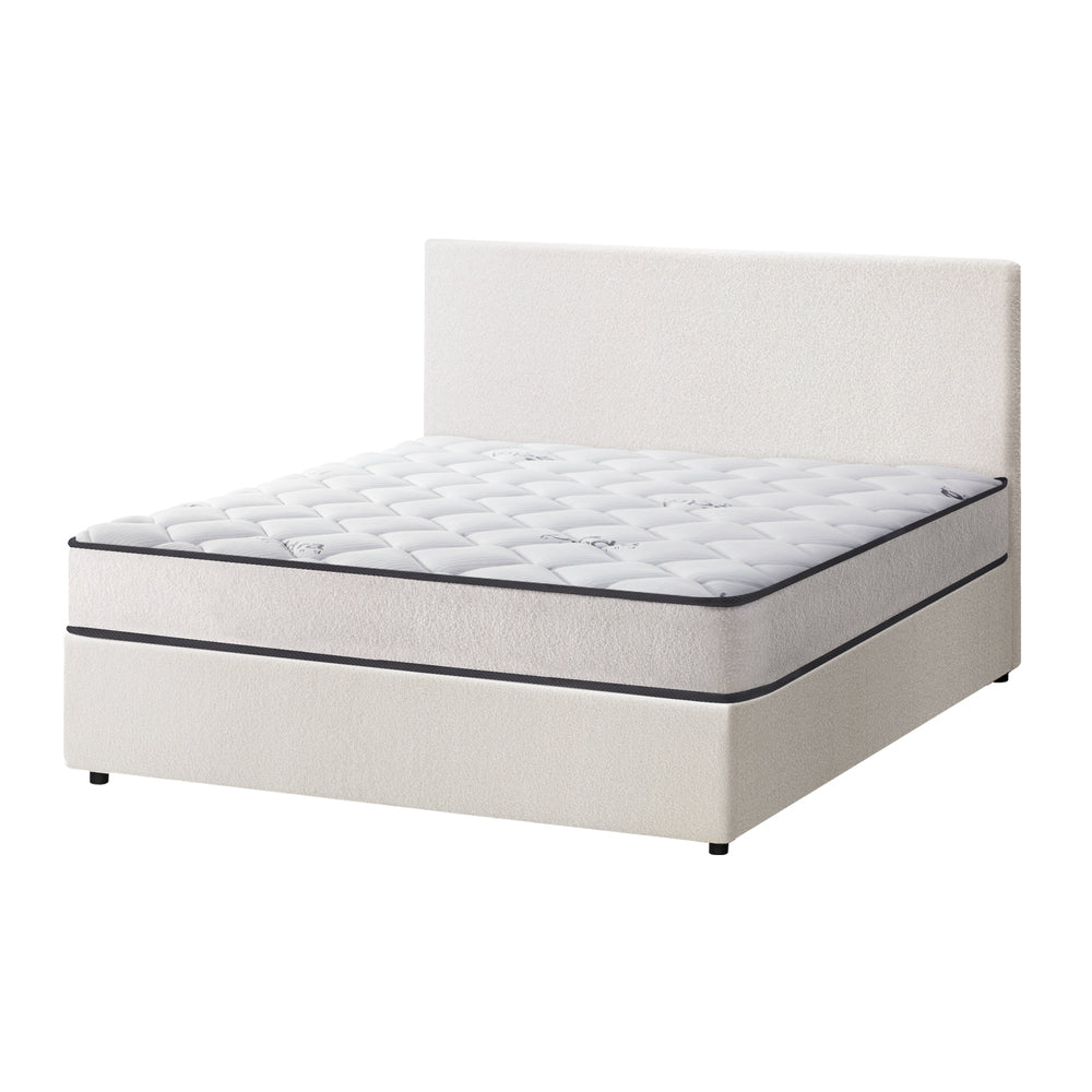 Bed Frame Queen Size Gas Lift Boucle Beds With Mattress Set