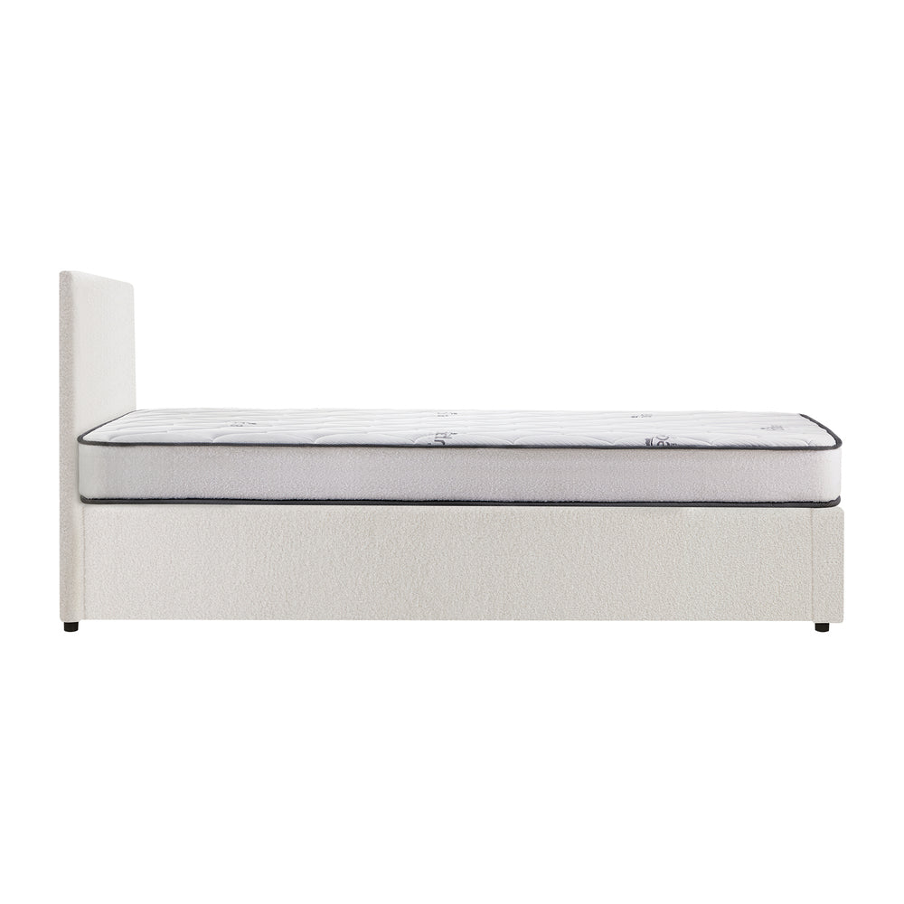 Bed Frame Queen Size Gas Lift Boucle Beds With Mattress Set