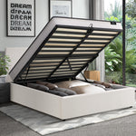 Bed Frame Queen Size Gas Lift Boucle Beds With Mattress Set