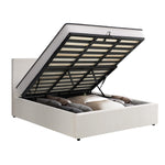 King Single Size Boucle Bed Frame Gas Lift Storage with Mattress Set Upholstered