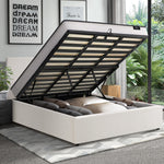 King Single Size Boucle Bed Frame Gas Lift Storage with Mattress Set Upholstered