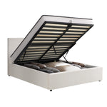 King & Double Size Boucle Bed Frame Gas Lift Storage with Mattress Set Upholstered