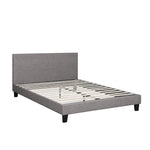 Bed Frame Double Size Mattress Base Platform Wooden Slats Grey Fabric