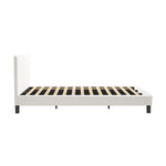 King Bed Frame with Wooden Slats and Boucle Fabric Bed Base Mattress Platfrom White