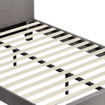 Bed Frame Queen Size Mattress Base Platform Wooden Slats Grey Fabric