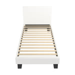 Single Bed Frame with Wooden Slats and Boucle Fabric Bed Base Mattress Platfrom White