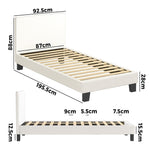 Single Bed Frame with Wooden Slats and Boucle Fabric Bed Base Mattress Platfrom White