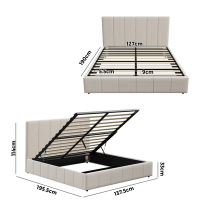Bed Frame Queen Size Gas Lift Storage Base VISH