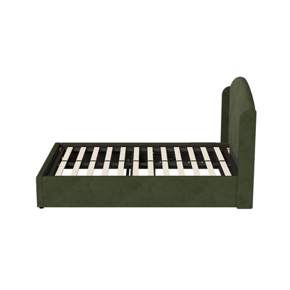 Bed Frame Double With Gas Lift Storage USB Charging Velvet