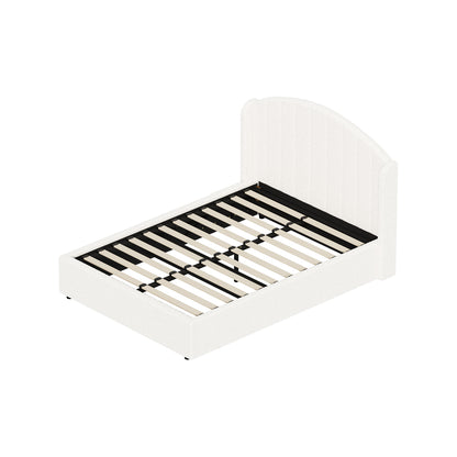 Bed Frame Double With Gas Lift Storage USB Charging Boucle