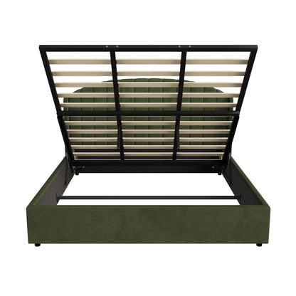 Bed Frame King Size With Gas Lift Storage USB Charging Velvet