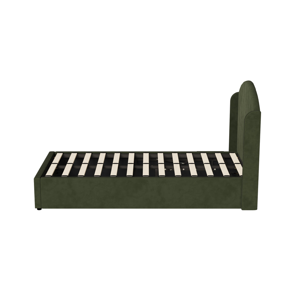 Bed Frame King Single Gas Lift Storage USB Charging Velvet