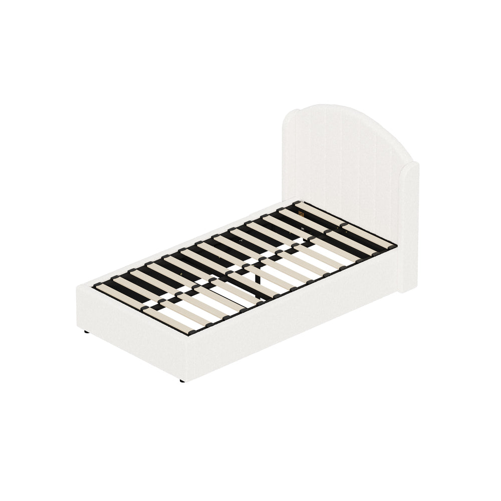 Bed Frame King Single Gas Lift Storage USB Charging Boucle